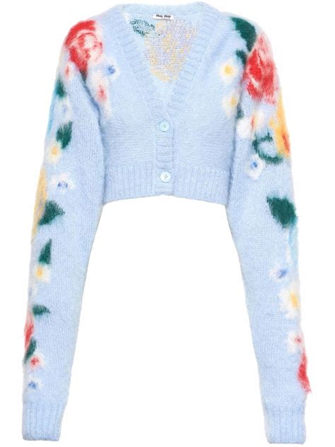 miu miu floral cardigan|miumiu cashmere sweater.